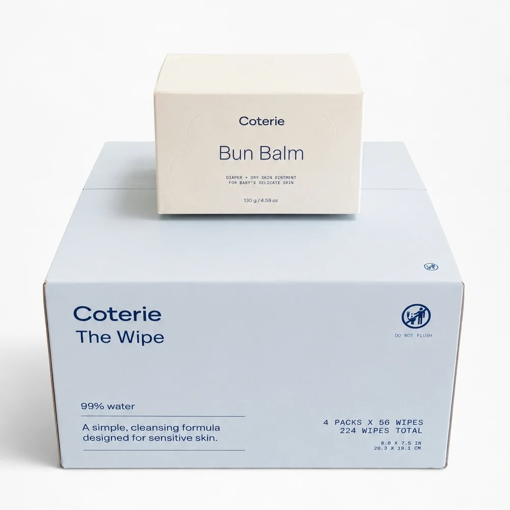 NEW Coterie Baby Wipes 224 Count & Bun Balm Sensitive Skin Bundle